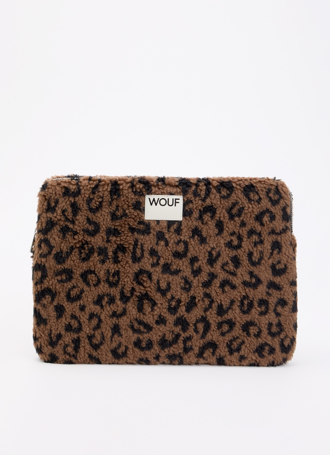 Wouf Simona laptophoes 13 en 14 inch van teddy - voorkant 2 donkerbruin