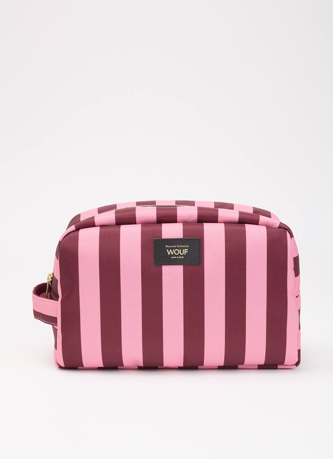 Wouf Sophie Large toilettas met streepprint - voorkant roze
