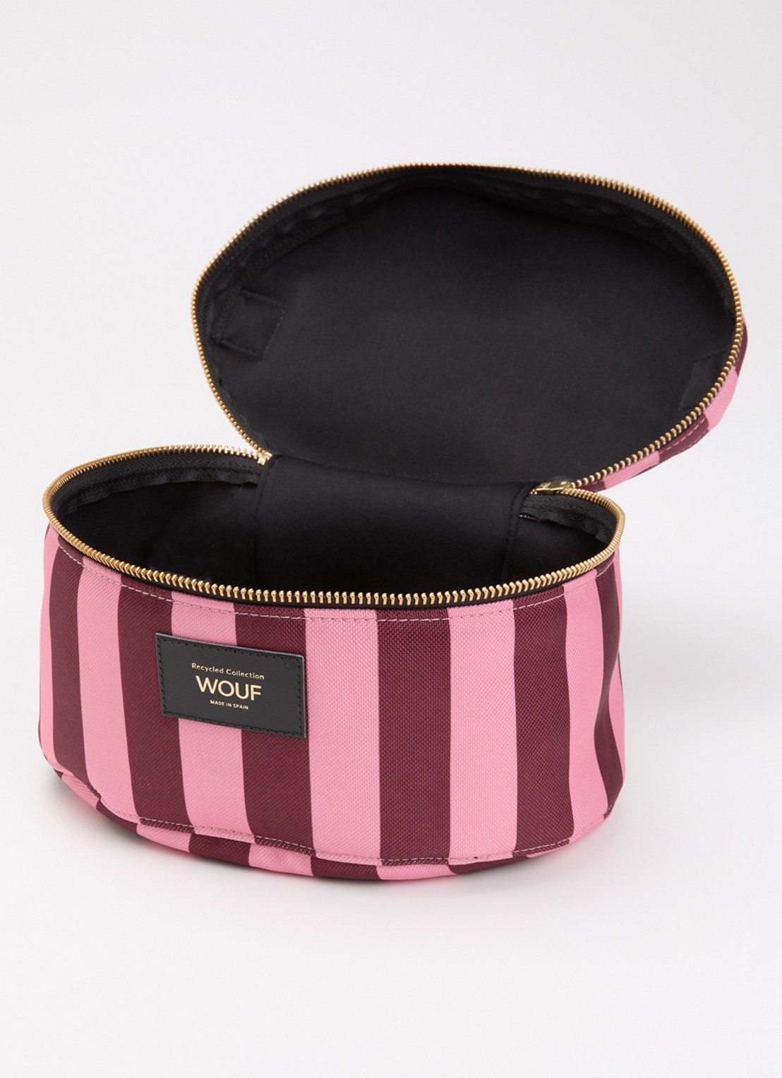 Wouf Sophie make-up tas met streepprint - detail 2 roze