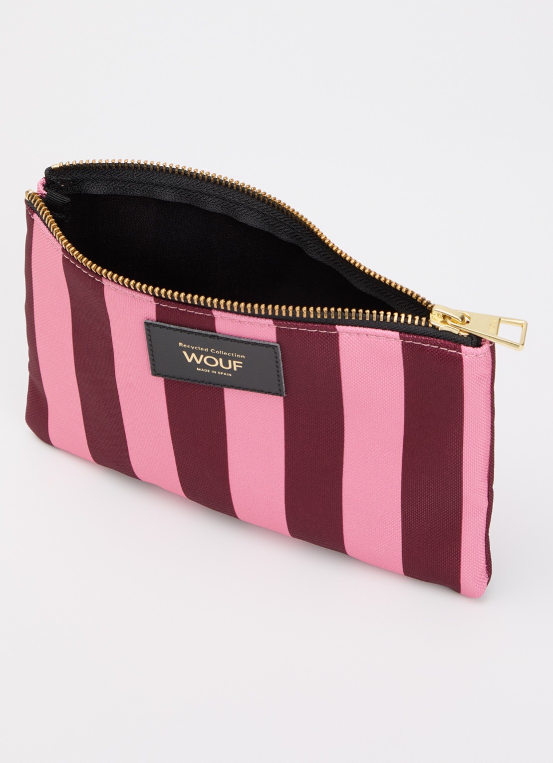 Wouf Sophie toilettas met streepprint - voorkant 2 roze