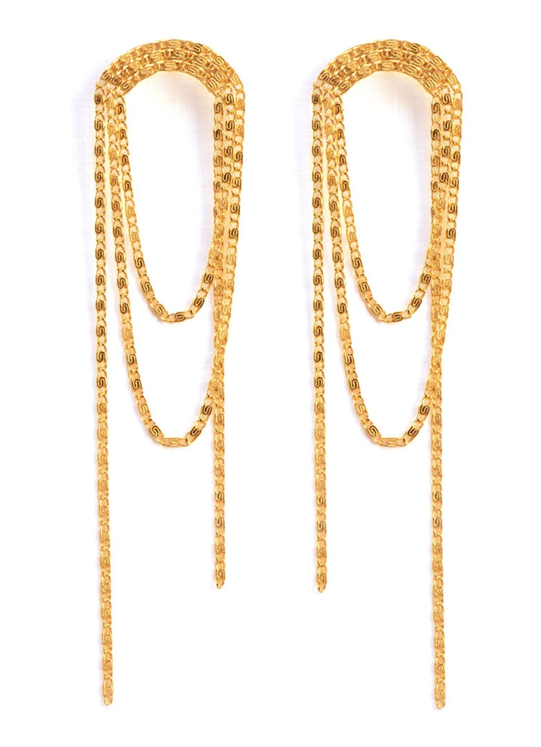 Wouters & Hendrix Falling Chain oorstekers verguld - voorkant 2 goud