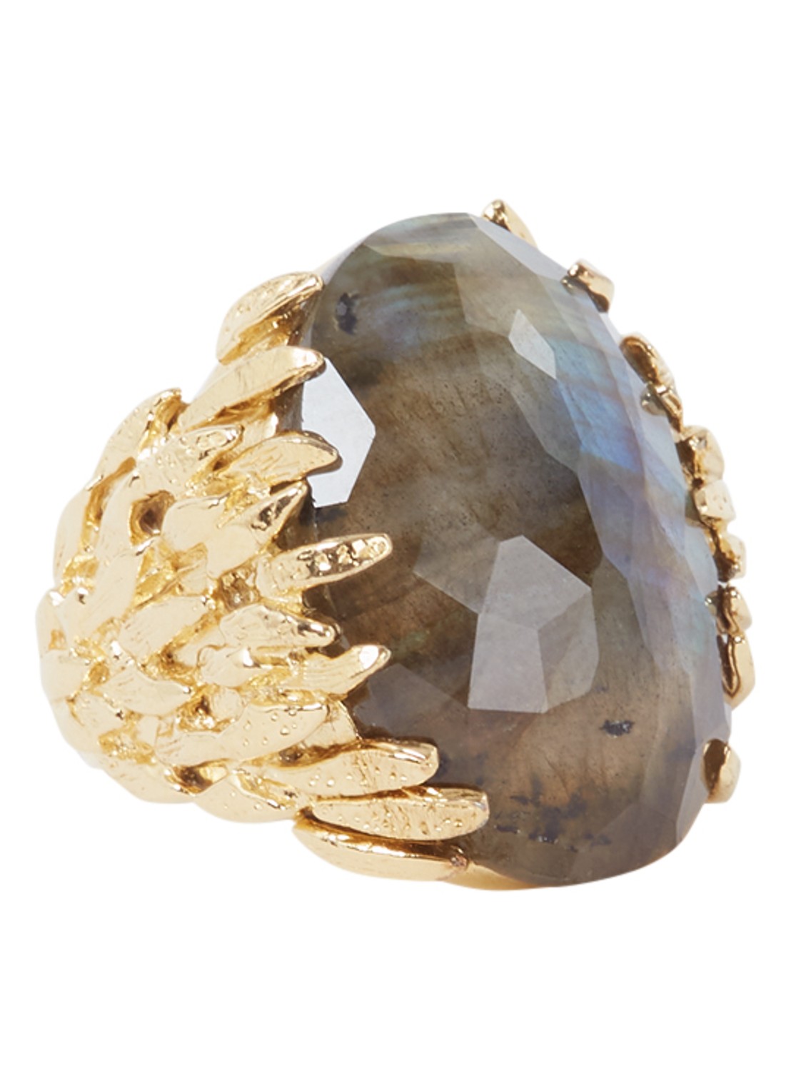 Wouters & Hendrix Feather textured ring verguld - voorkant goud