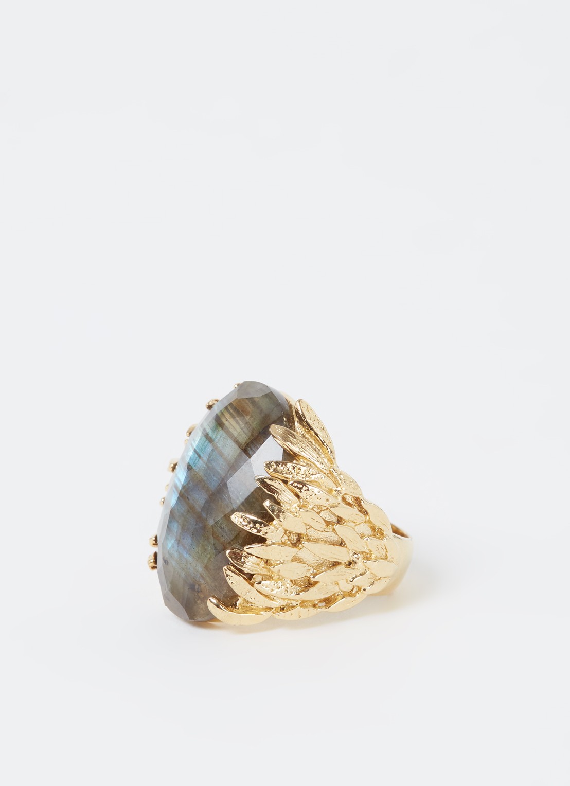 Wouters & Hendrix Feather textured ring verguld - voorkant 2 goud