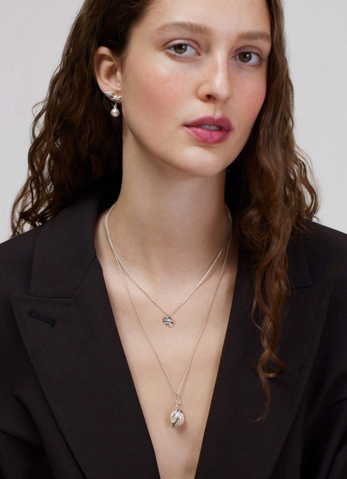 Wouters & Hendrix Ketting van zilver met hanger  - voorkant 2 zilver
