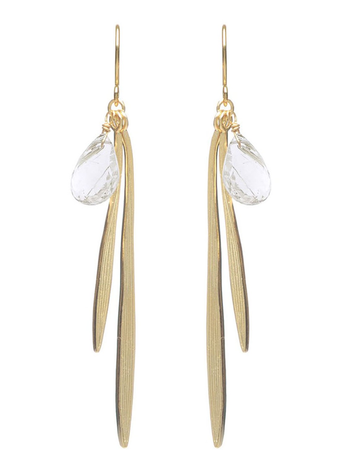 Wouters & Hendrix Oorhangers met kwarts - voorkant goud