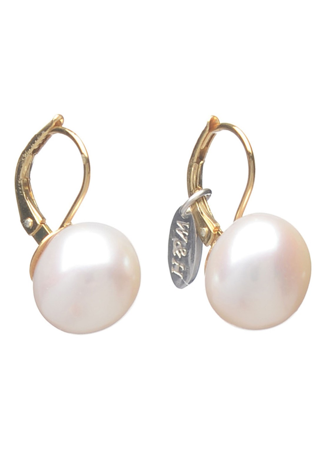 Wouters & Hendrix Oorhangers met zoetwaterparel - detail goud