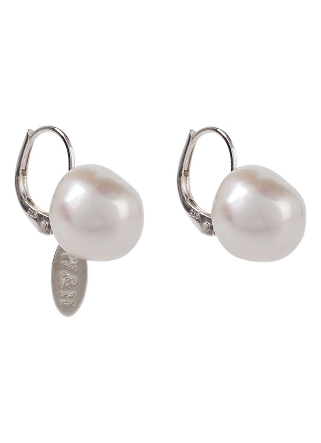Wouters & Hendrix  Oorhangers van zilver met parel - voorkant 2 zilver