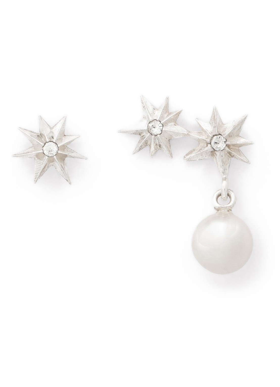 Wouters & Hendrix Oorstekers met kristal  - voorkant zilver