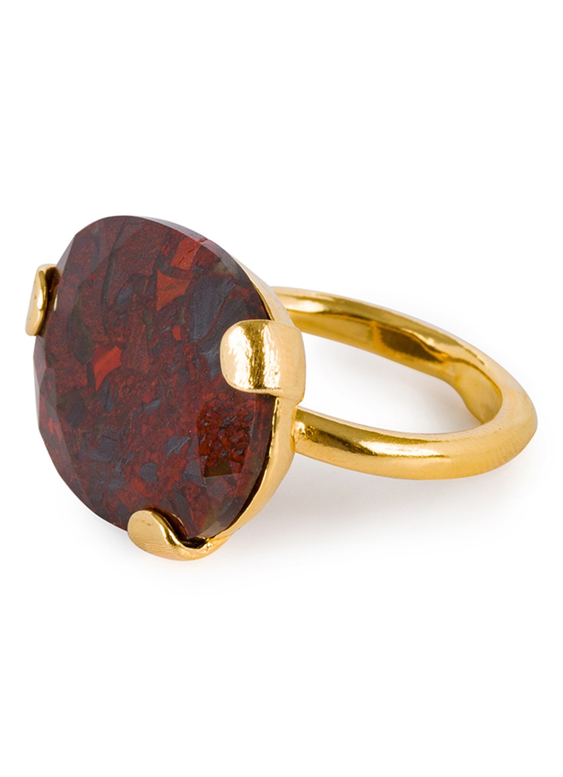 Wouters & Hendrix Ring verguld met mosagaat - detail 3 geelgoud