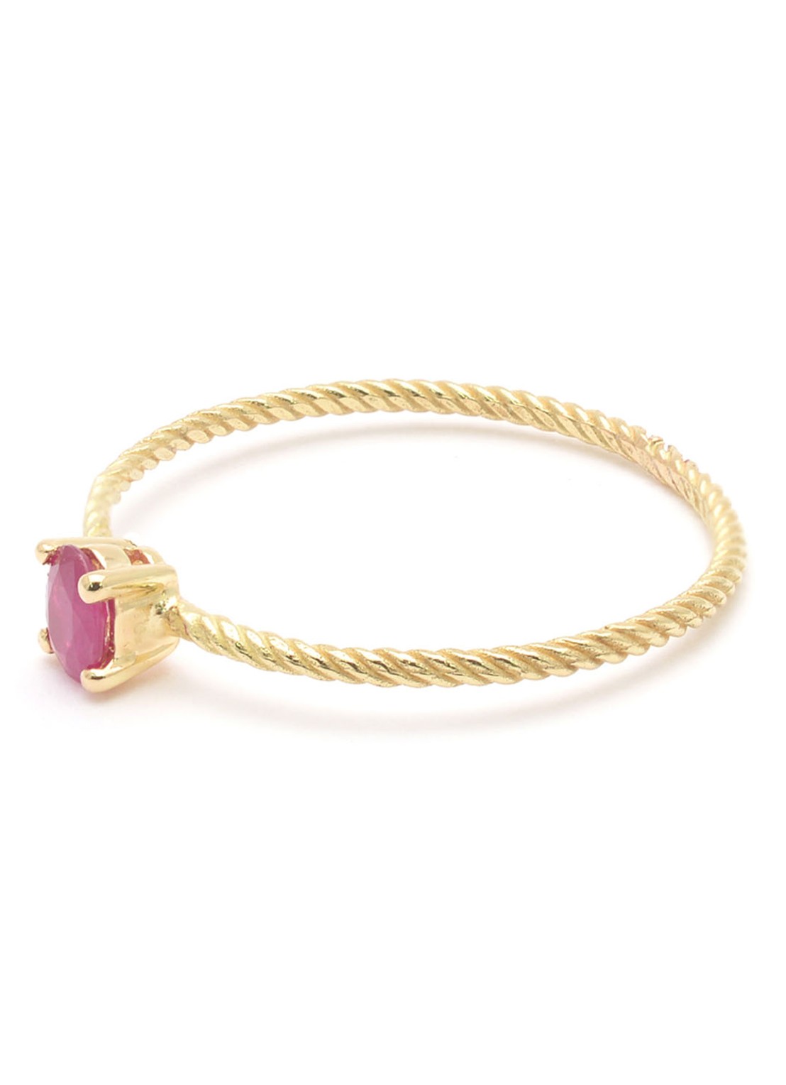 Wouters & Hendrix Twisted ring van 18 karaat geelgoud met robijn - detail 2 geelgoud