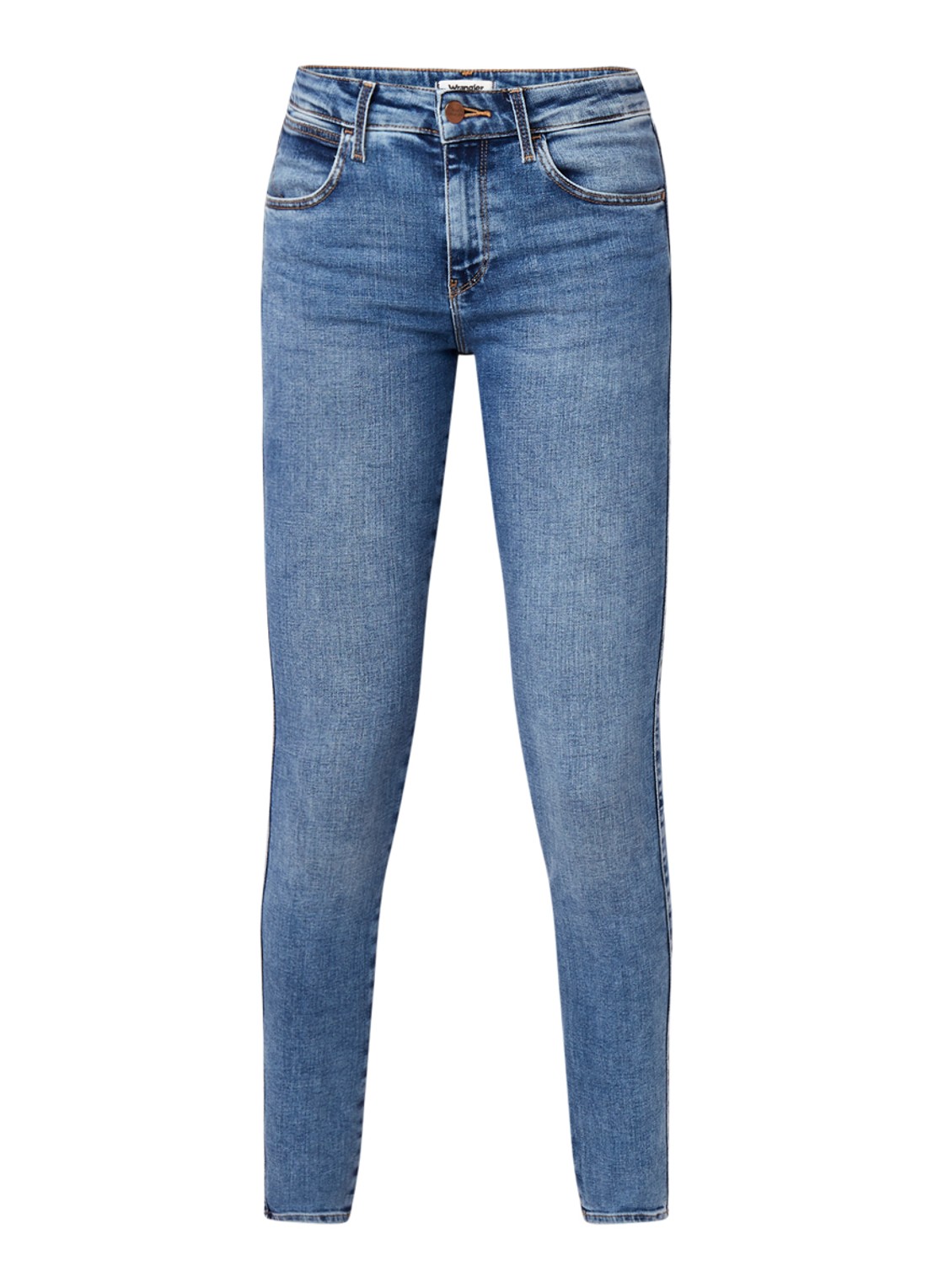Wrangler Mid waist skinny jeans met medium wassing - voorkant indigo