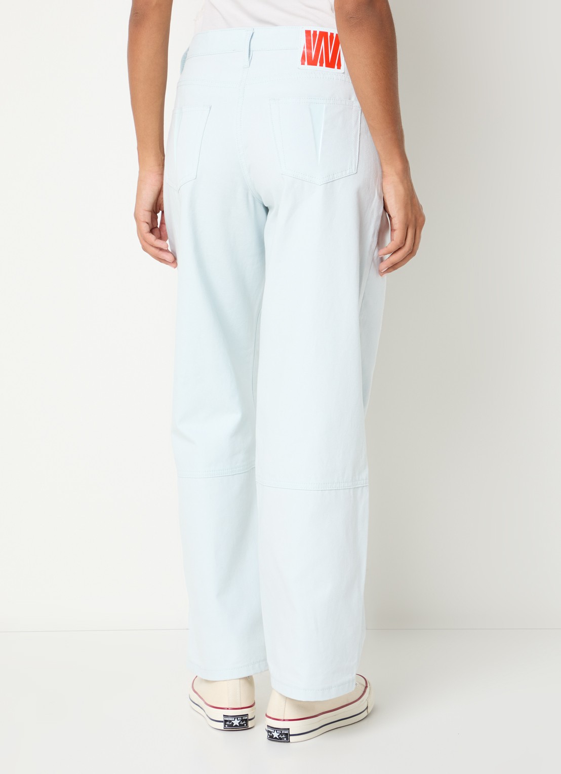 WRSTBHVR Bets mid waist straight fit jeans met gekleurde wassing - achterkant lichtblauw