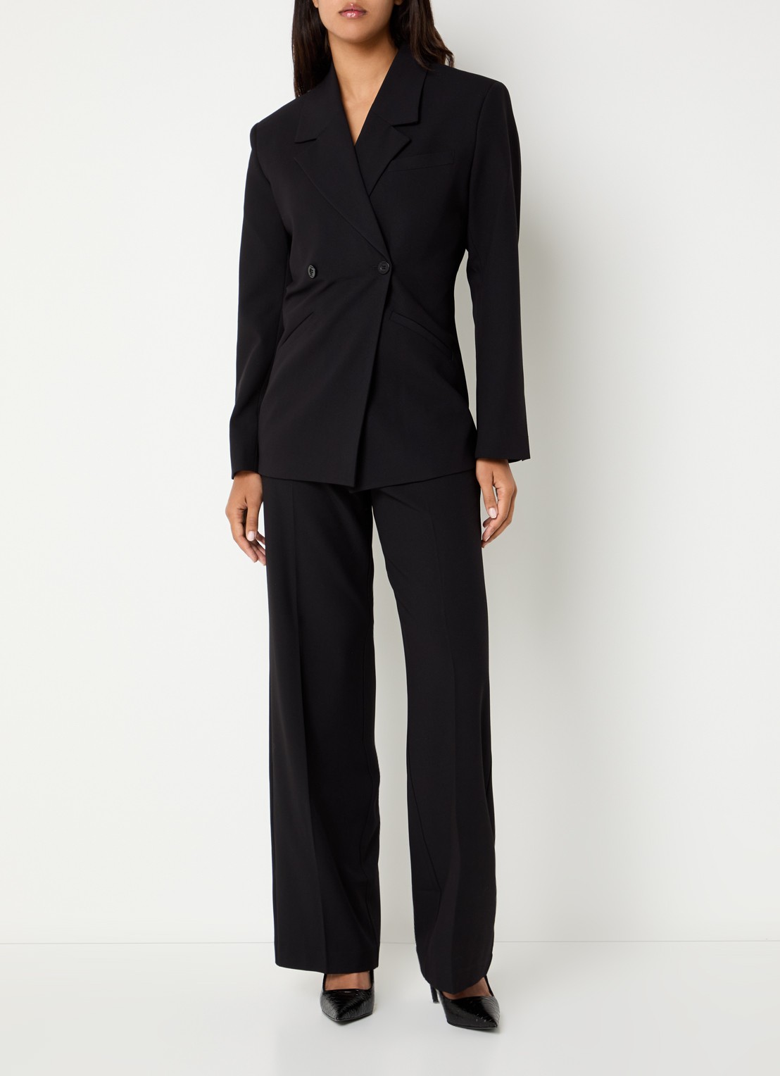 WRSTBHVR Estelle blazer met paspelzakken - voorkant 3 zwart