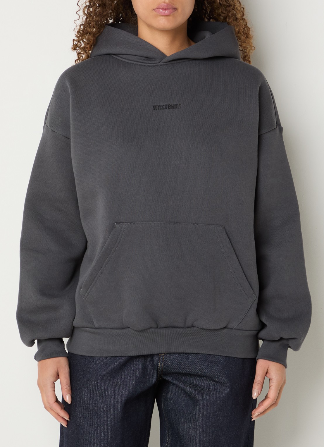 WRSTBHVR Garm hoodie met logo- en backprint - achterkant 3 antraciet