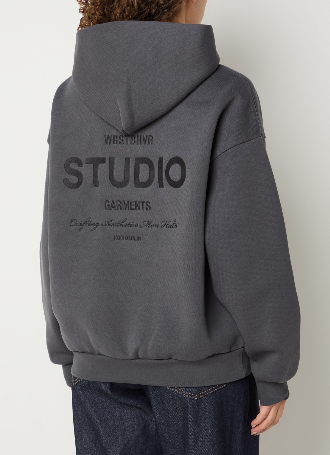 WRSTBHVR Garm hoodie met logo- en backprint - detail 4 antraciet