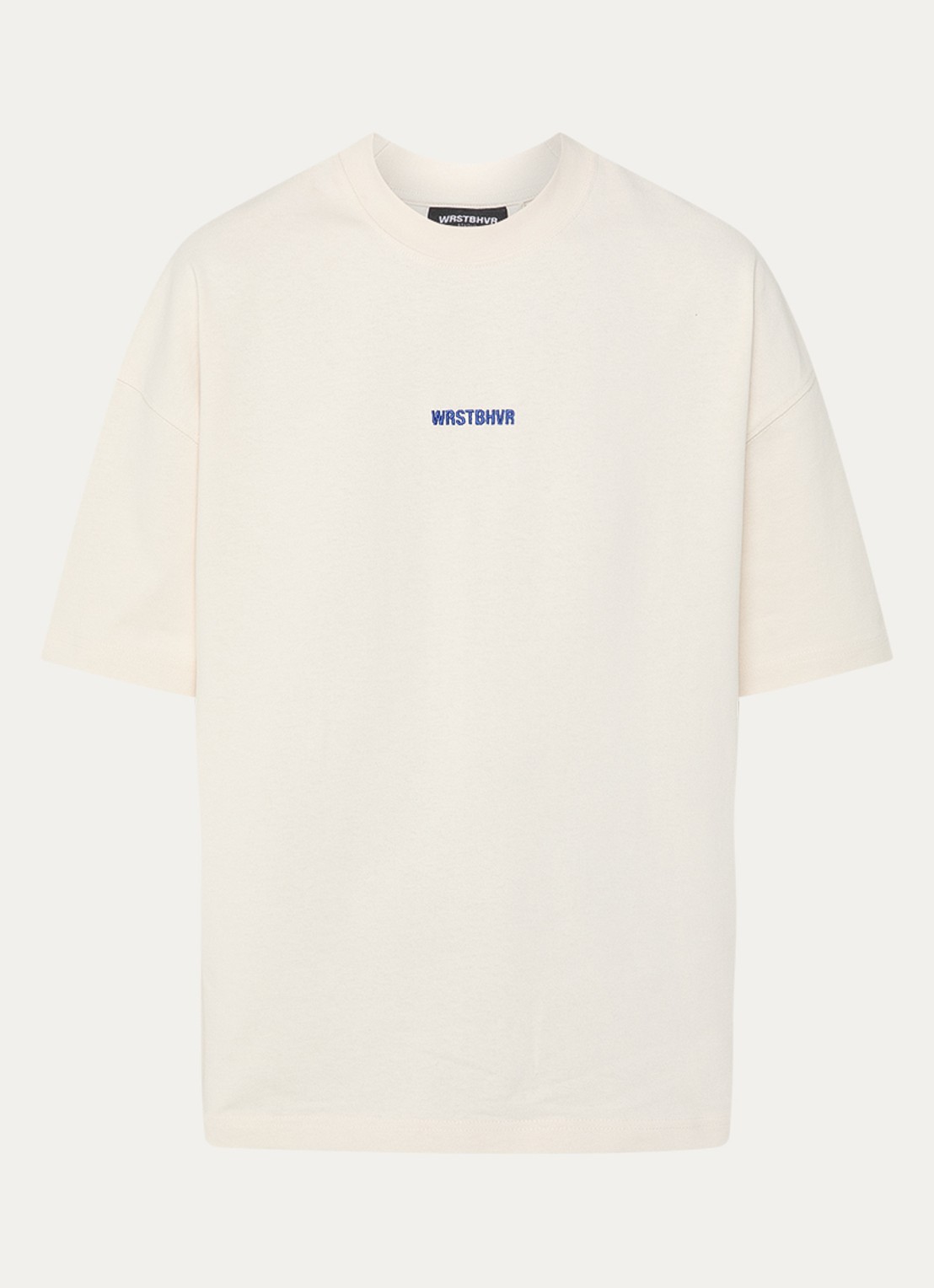 WRSTBHVR Garm T-shirt met logo- en backprint - voorkant 3 gebroken wit