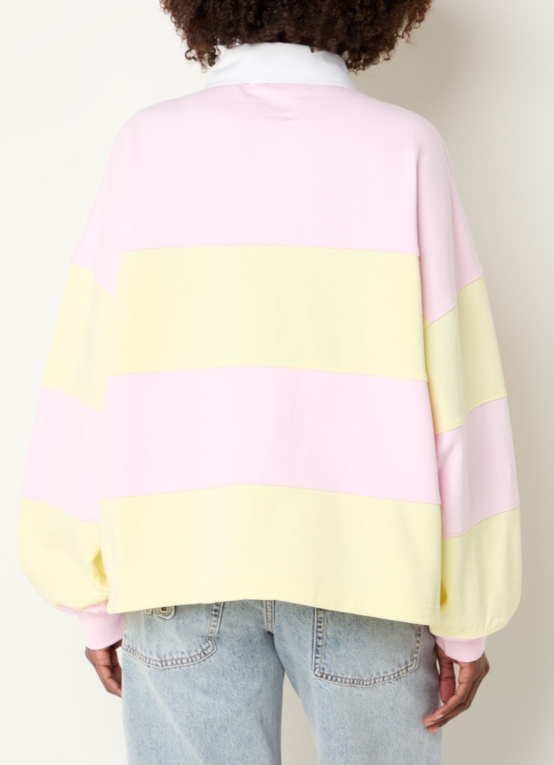 WRSTBHVR Geri sweater met streepprint en polokraag - achterkant 3 lichtroze