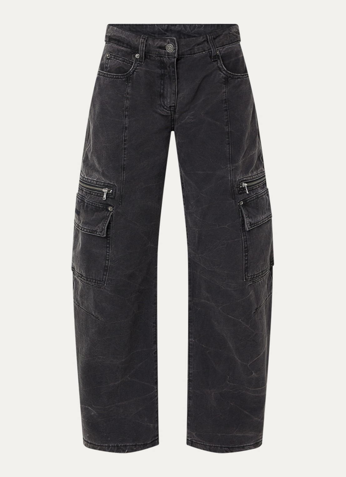 WRSTBHVR Kalia low waist wide leg jeans met gekleurde wassing - voorkant 4 zwart