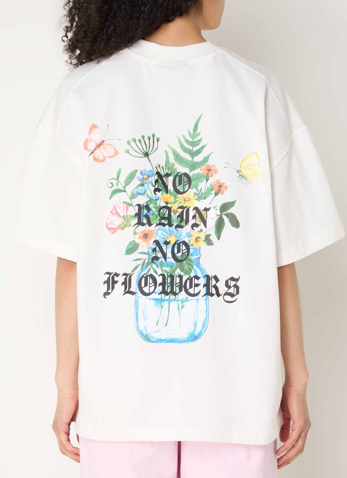WRSTBHVR Olin T-shirt met logo- en backprint - detail gebroken wit