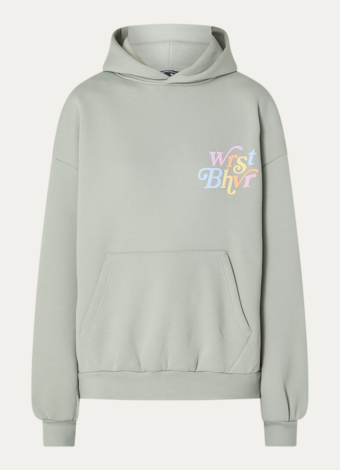 WRSTBHVR Reed hoodie met front- en backprint - voorkant lindegroen