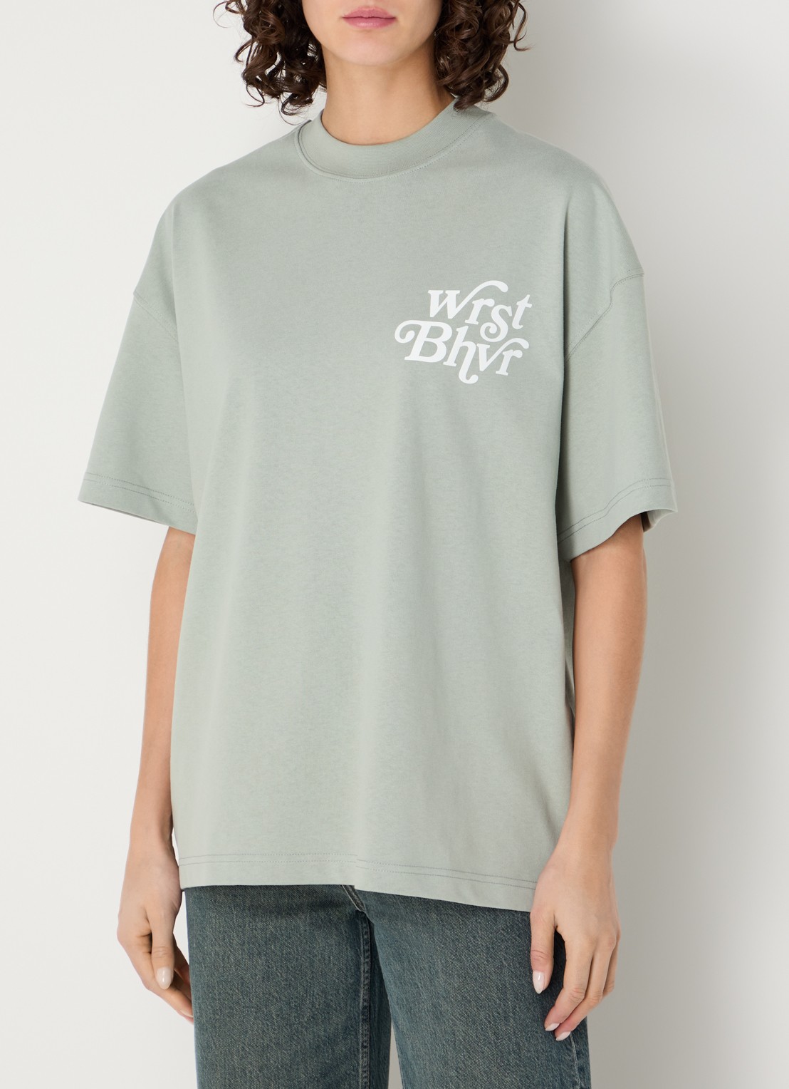 WRSTBHVR Reen T-shirt met logo- en backprint - achterkant lindegroen