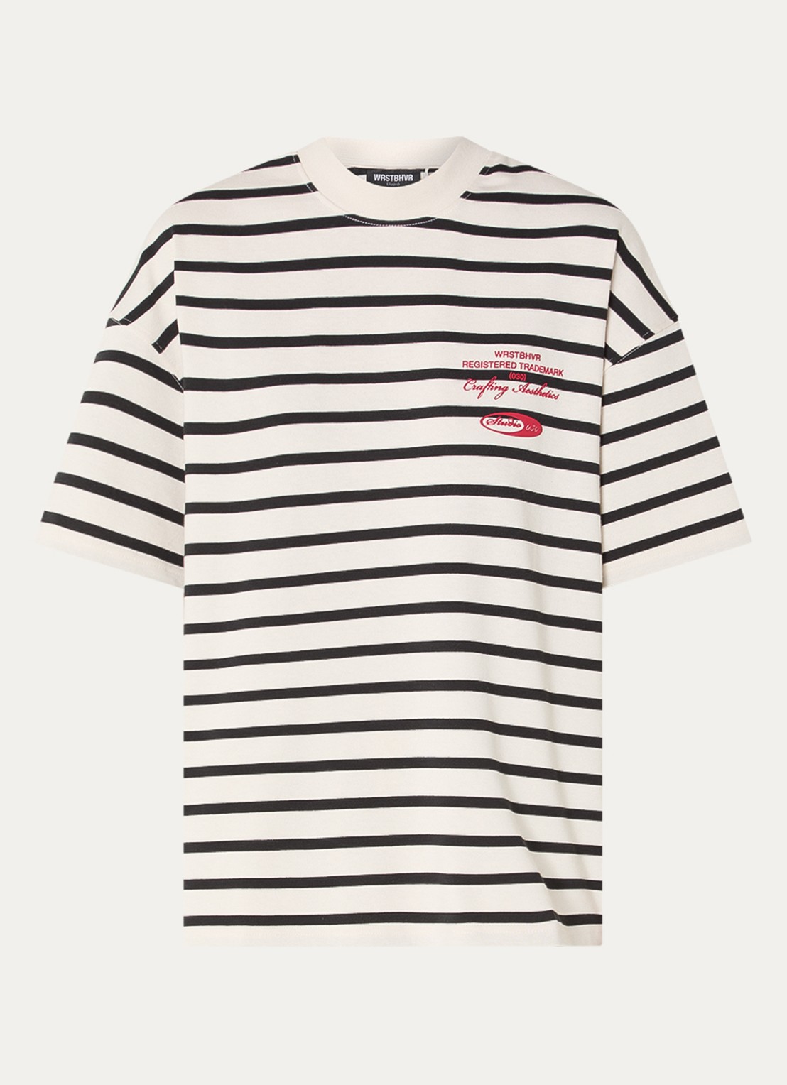 WRSTBHVR Rodolfo T-shirt met front- en backprint - voorkant gebroken wit