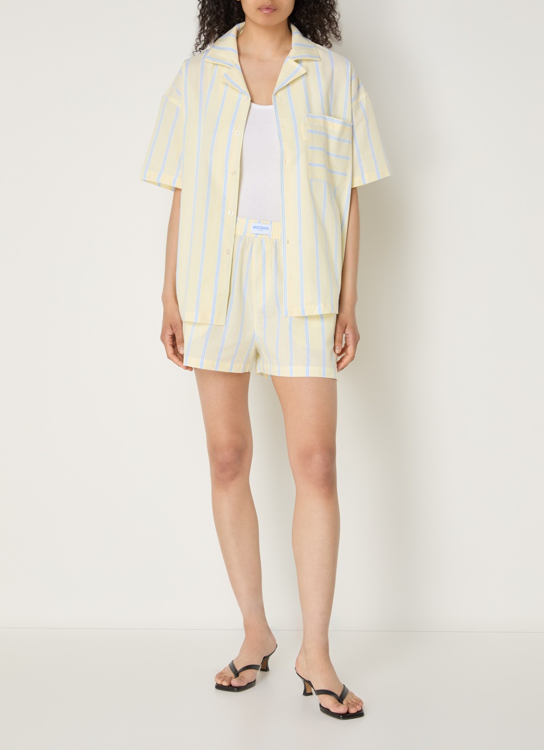 WRSTBHVR Tavi blouse met streepprint - voorkant 4 lichtgeel