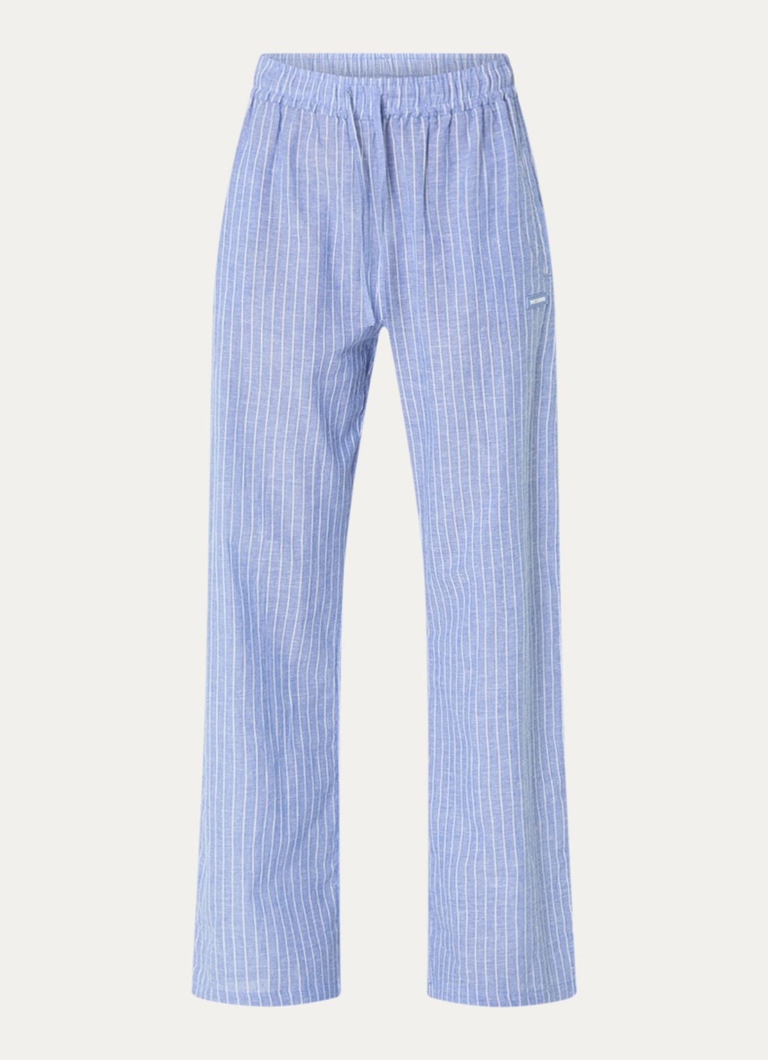 WRSTBHVR Tavina high waist straight fit broek in linnenblend - voorkant 3 blauwgrijs