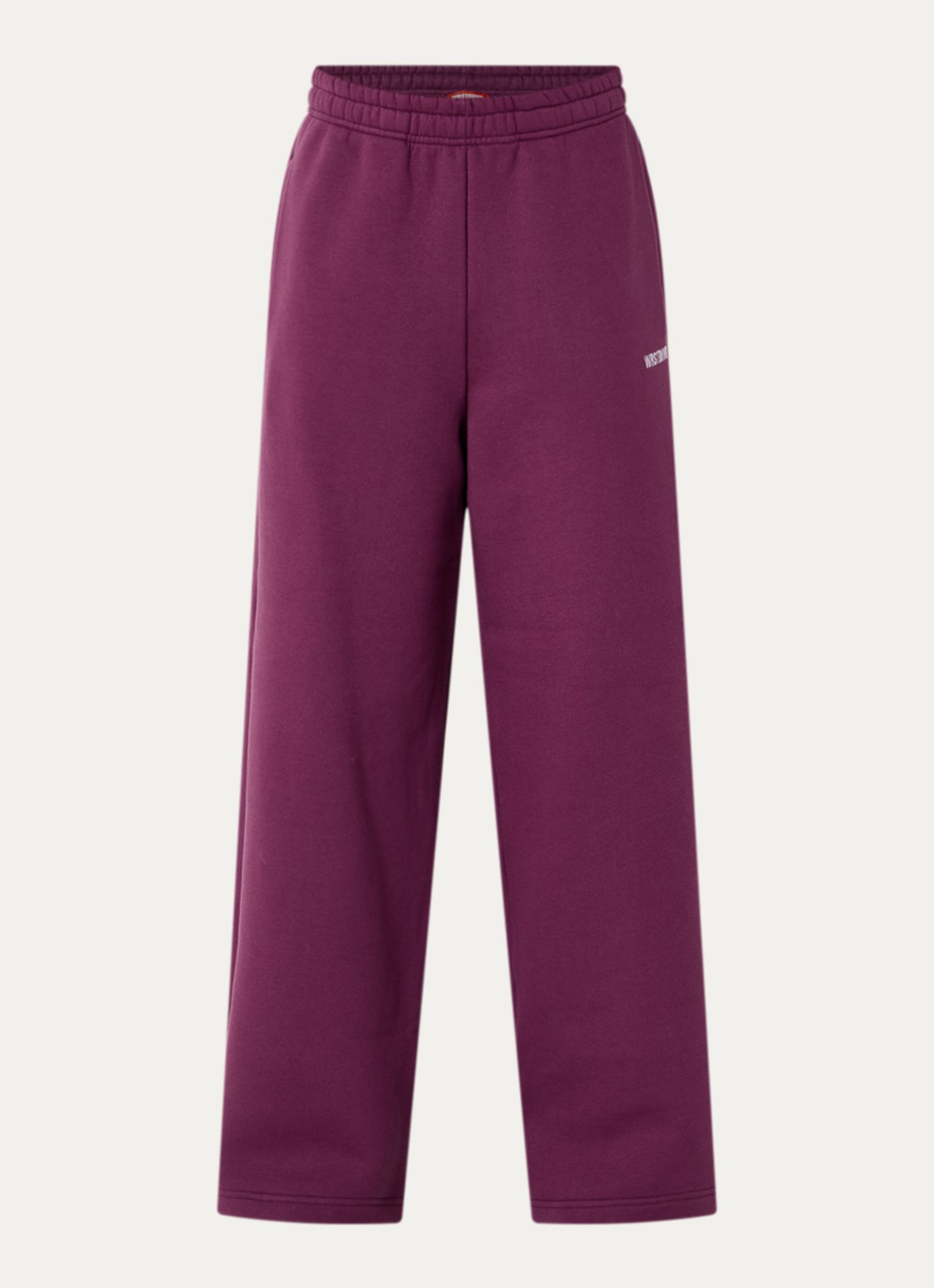 WRSTBHVR Zayn high waist wide fit joggingsbroek met logo - voorkant 2 aubergine