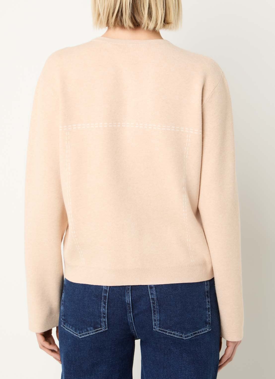 Xandres Alania fijngebreid vest met print - achterkant creme