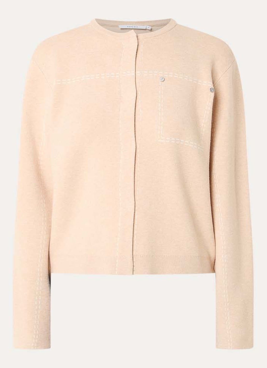 Xandres Alania fijngebreid vest met print - voorkant 3 creme
