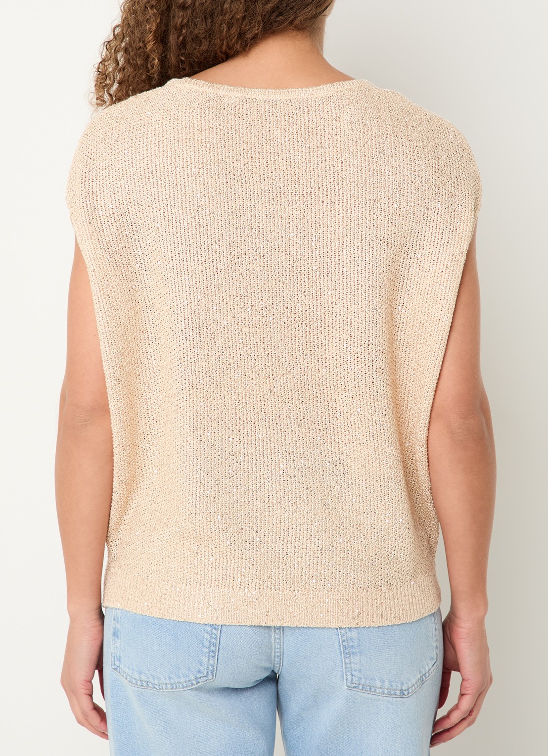 Xandres Amara grofgebreide trui met pailletten - achterkant 4 beige