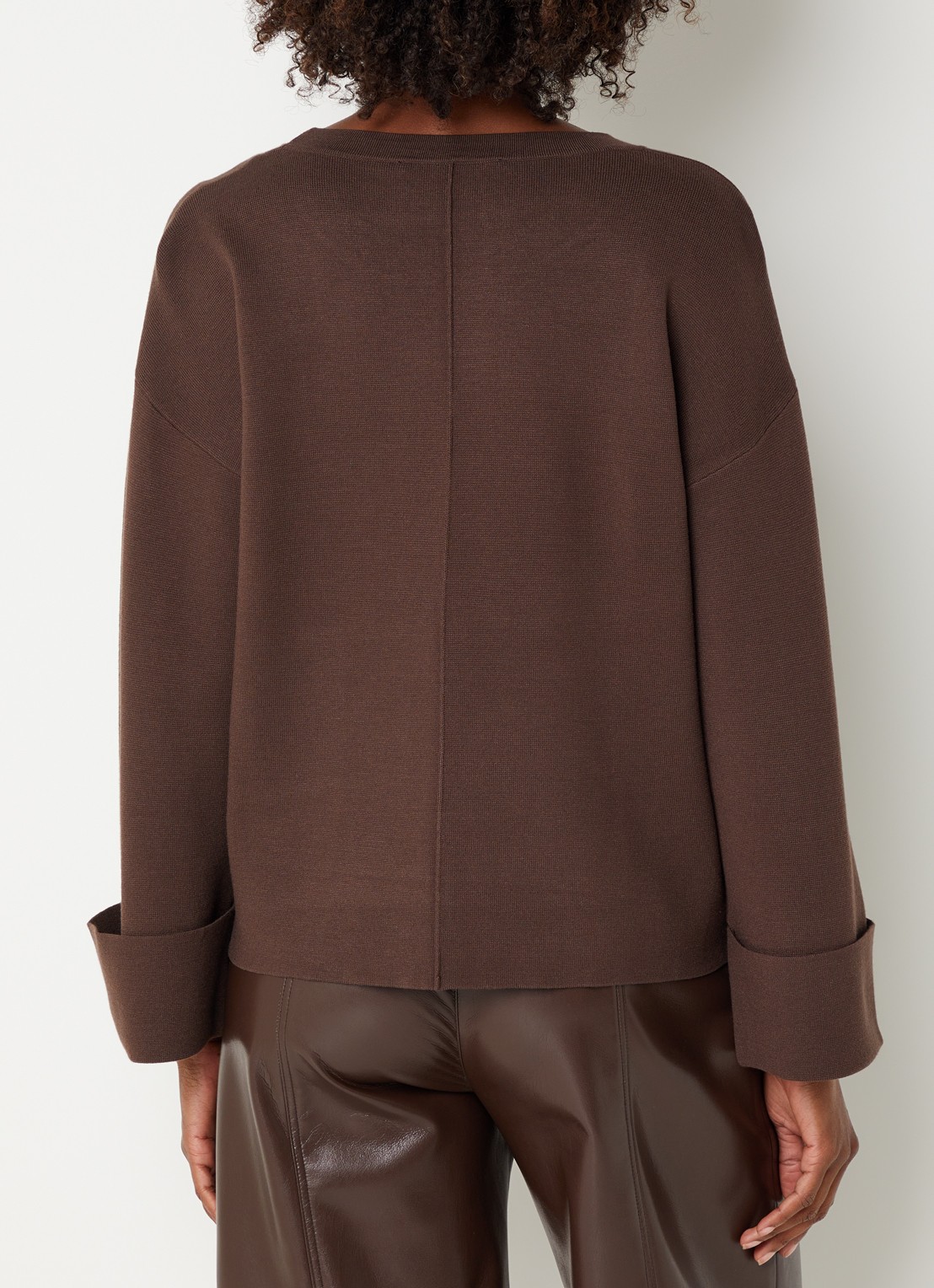 Xandres Annalisa sweater met ronde hals - achterkant donkerbruin