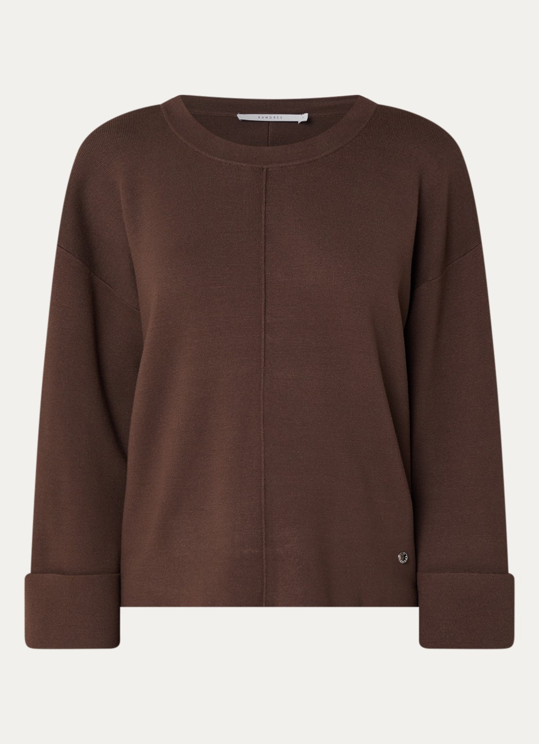 Xandres Annalisa sweater met ronde hals - voorkant 2 donkerbruin