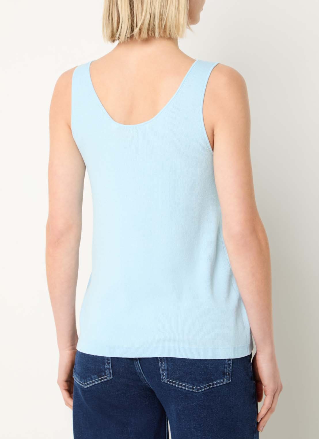 Xandres Arina ribgebreide tanktop - achterkant 4 lichtblauw