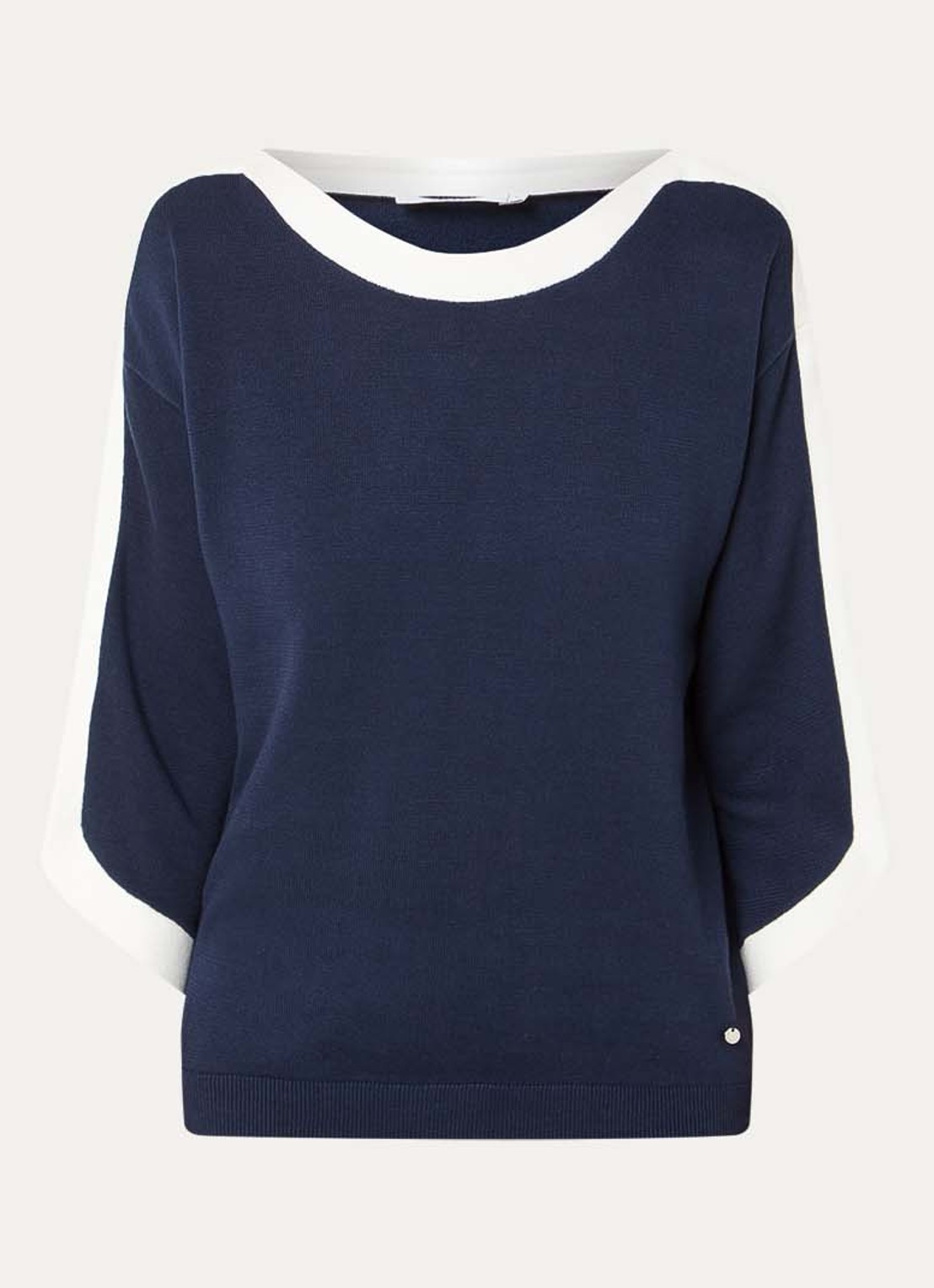 Xandres Azzuro fijngebreide pullover met boothals - voorkant donkerblauw