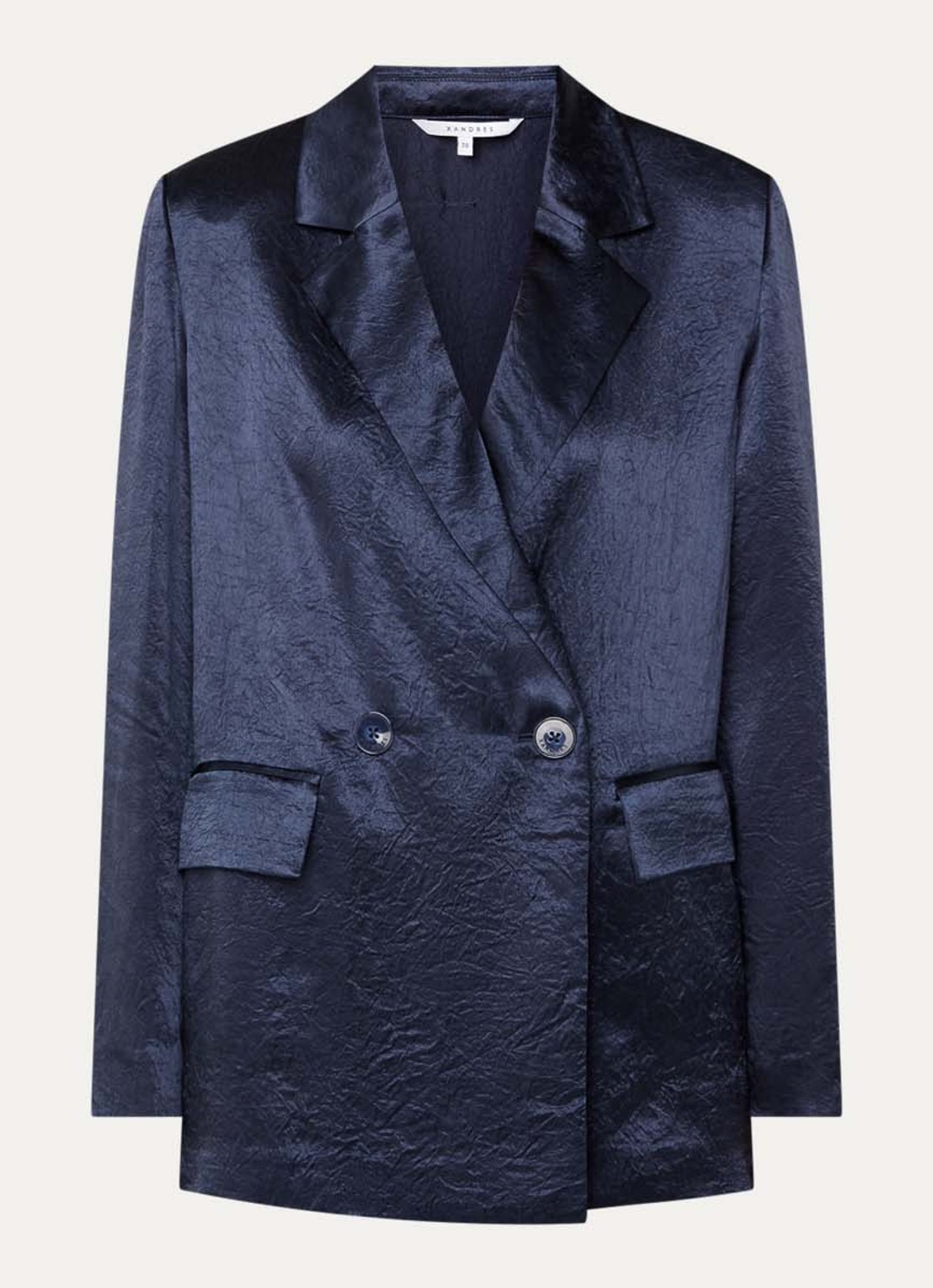 Xandres Bilia double-breasted blazer met klepzakken en metallic finish - voorkant 2 donkerblauw