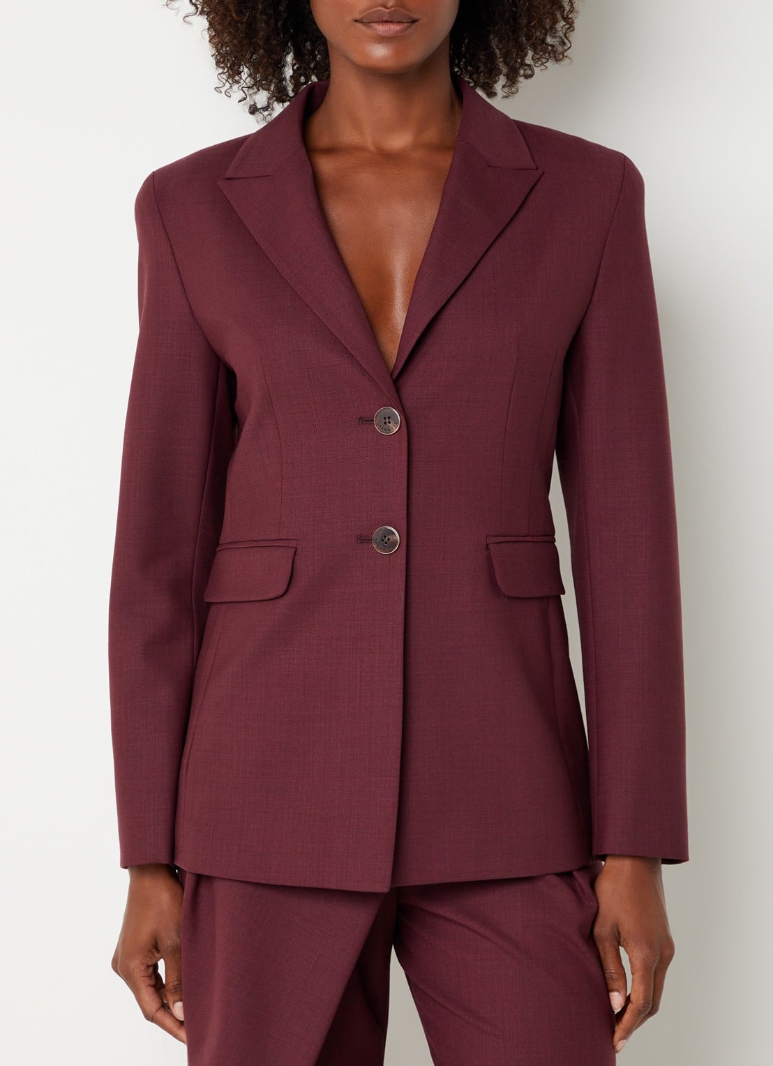 Xandres Blissia blazer in wolblend met klepzakken - detail 2 aubergine