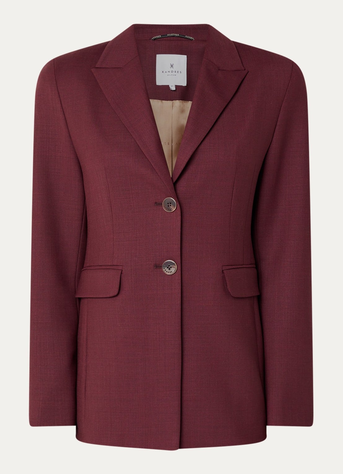 Xandres Blissia blazer in wolblend met klepzakken - voorkant 3 aubergine
