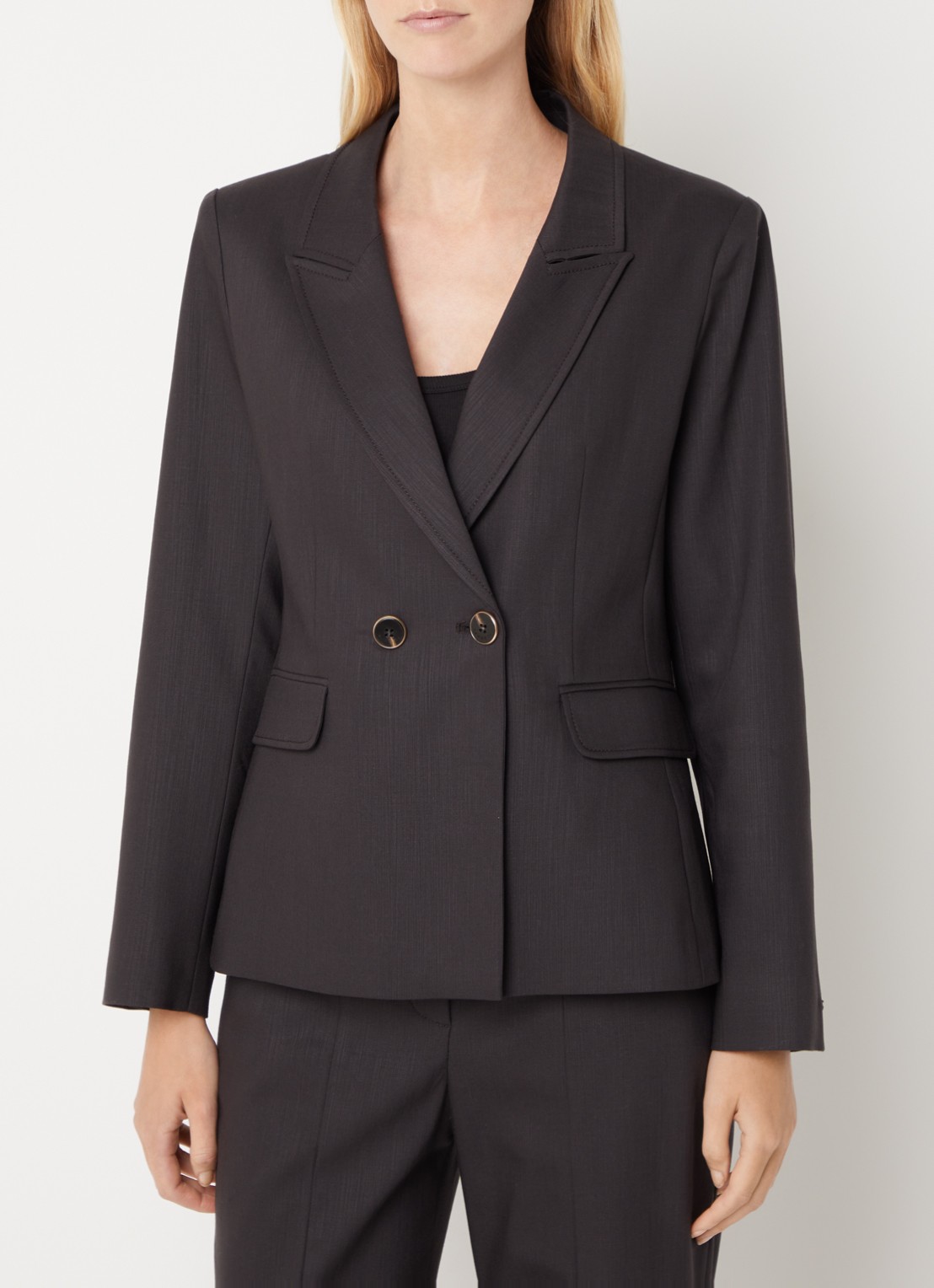 Xandres Bonanza double-breasted blazer in wolblend - detail 3 bruin