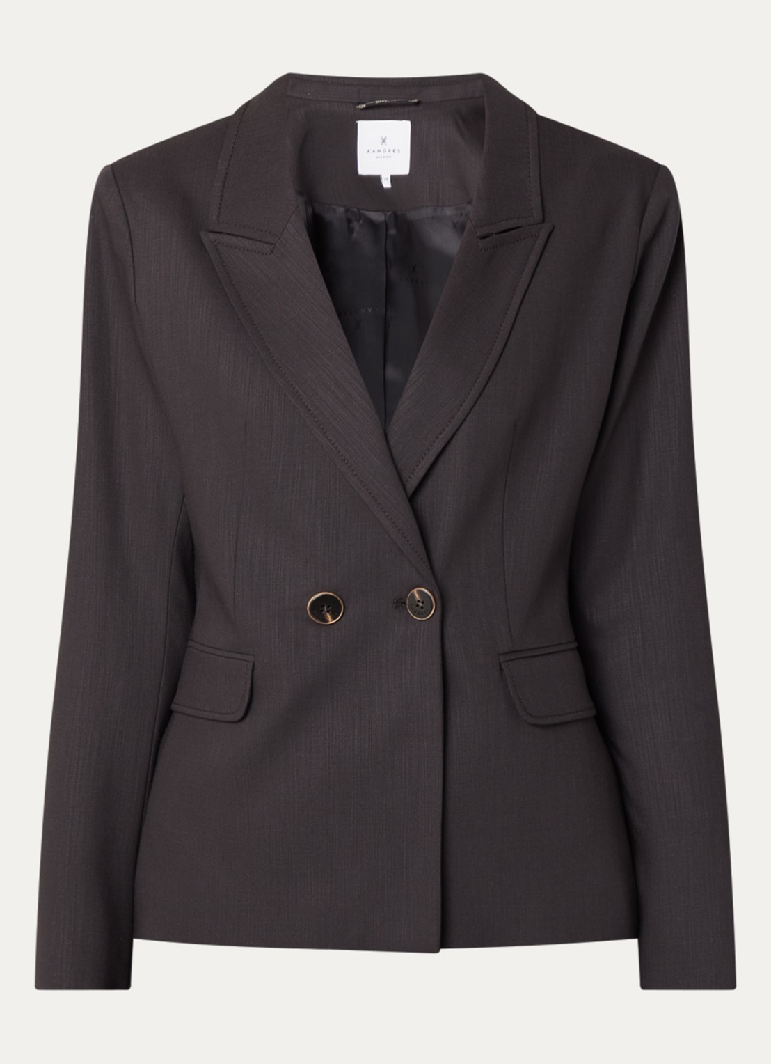 Xandres Bonanza double-breasted blazer in wolblend - voorkant bruin
