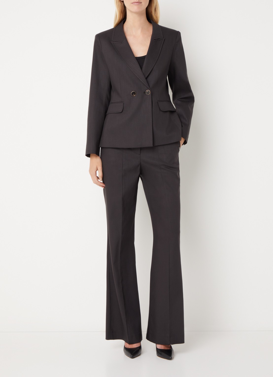 Xandres Bonanza double-breasted blazer in wolblend - voorkant 2 bruin