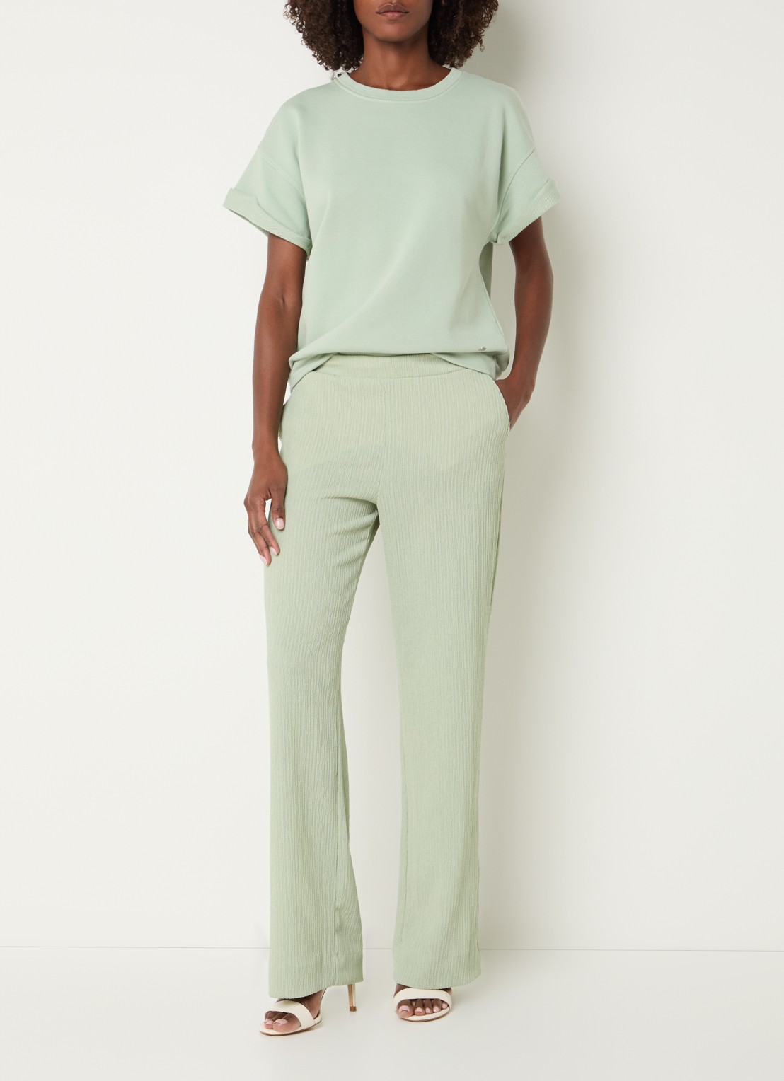 Xandres Fienne sweater met ronde hals - voorkant 2 mint