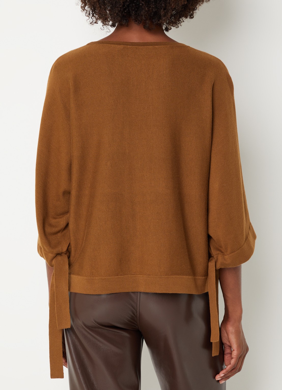 Xandres Fijngebreide pullover met ronde hals - achterkant cognac