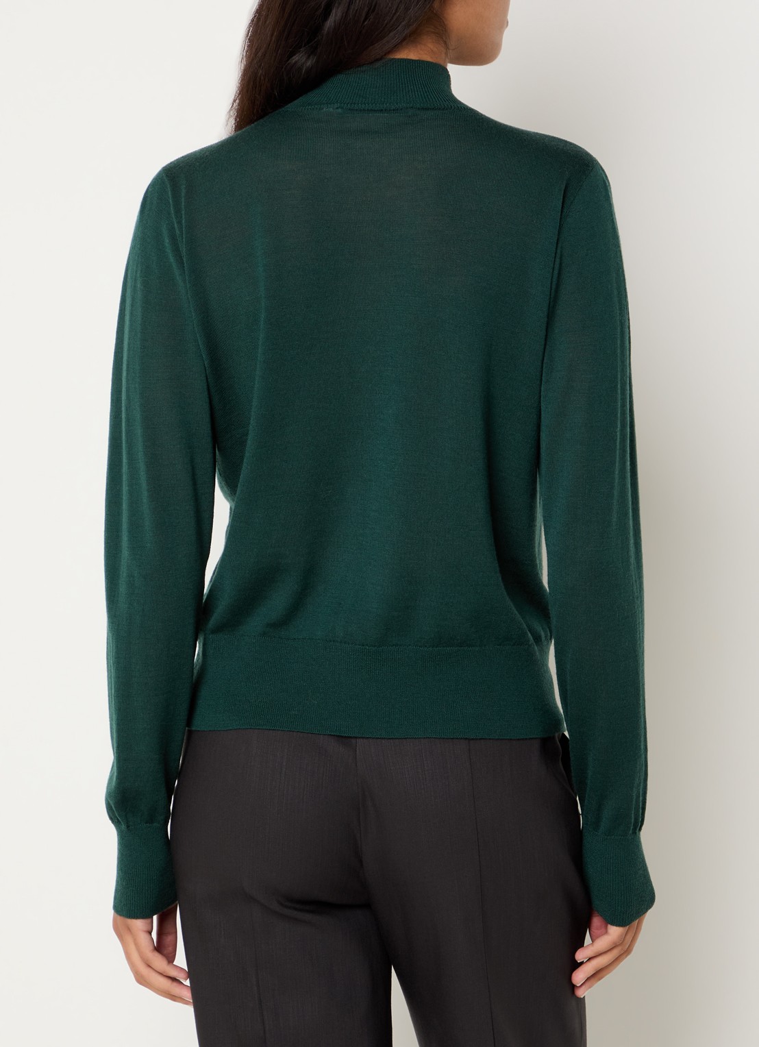 Xandres Galega fijngebreide trui van wol met cut-out detail en strass - achterkant 4 donkergroen