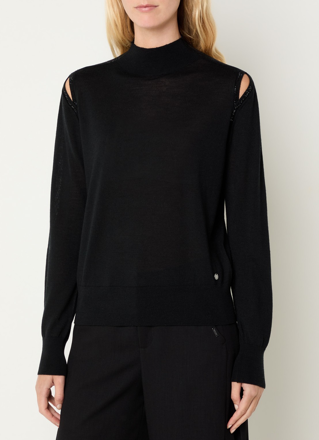 Xandres Galega pullover van wol - detail zwart