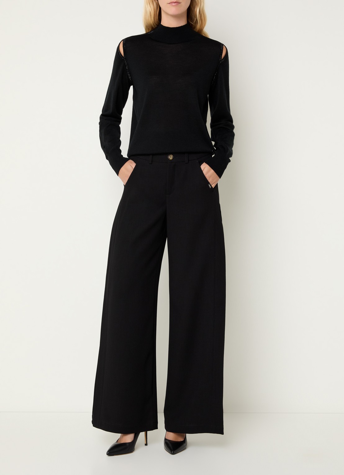Xandres Galega pullover van wol - voorkant 4 zwart