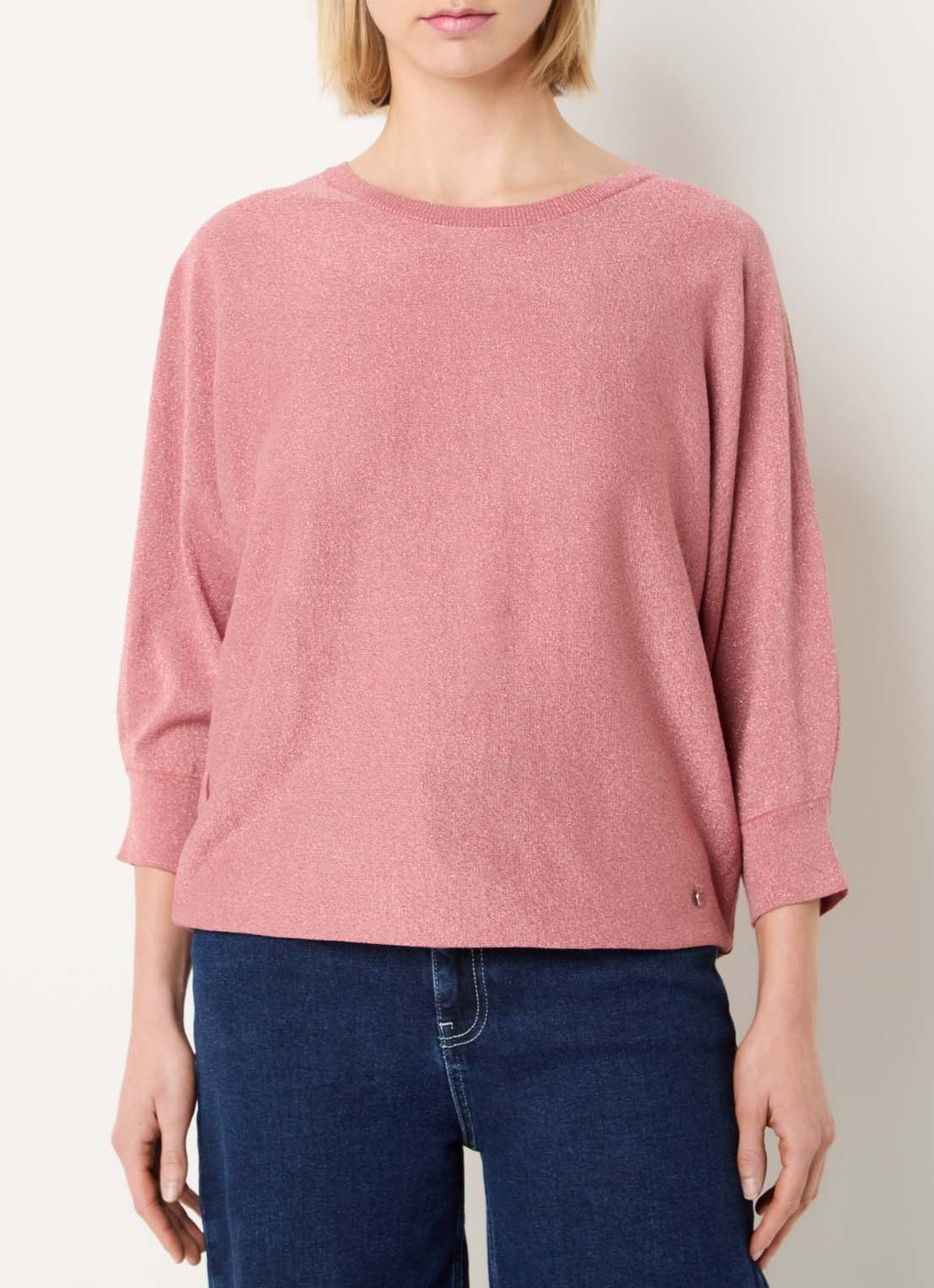 Xandres Gerett fijngebreide pullover met lurex - detail 4 koraalroze
