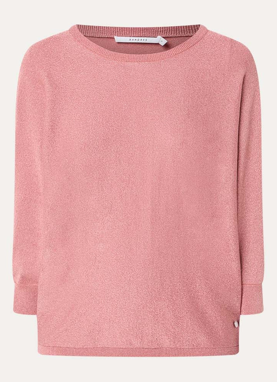 Xandres Gerett fijngebreide pullover met lurex - voorkant 2 koraalroze