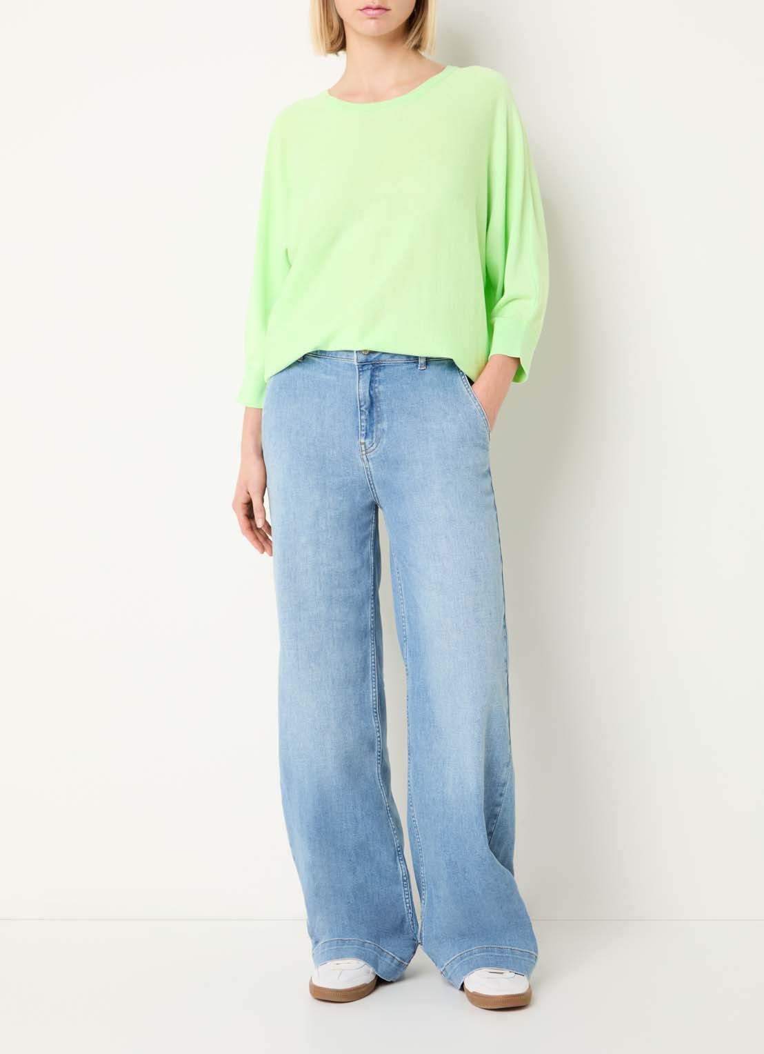 Xandres Gerret fijngebreide pullover met lurex - voorkant 2 lime